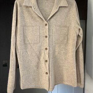 Orvis Cream Button-Up Cashmere Cardigan